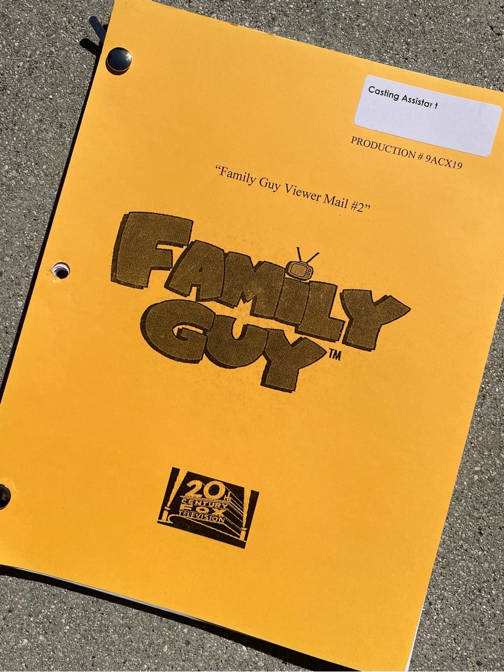 Family Guy 2011 FG Viewer Mail #2 Production Used Table Draft Script